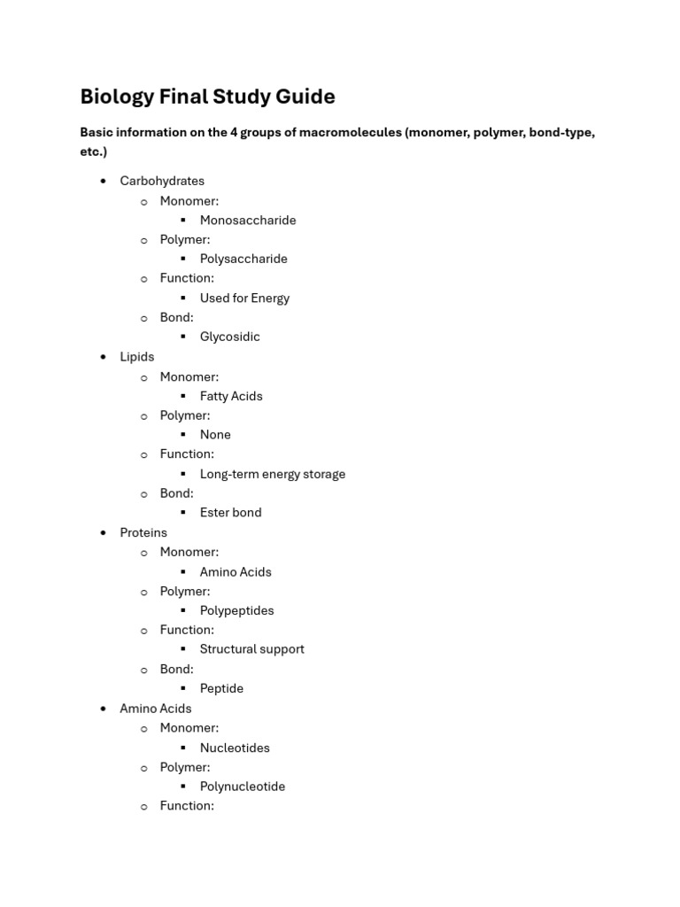 Biology Final Study Guide | PDF | Endoplasmic Reticulum | Cell (Biology)