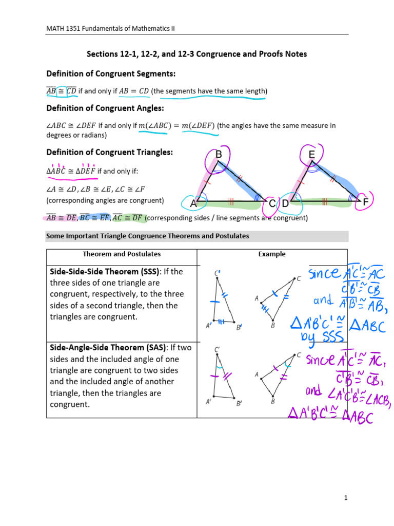 Triangle Congruence and Proofs | PDF | Euclidean Geometry | Elementary ...