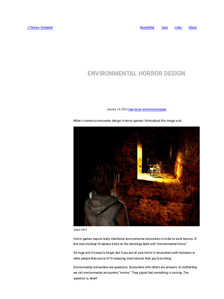 Environmental Horror Design - Failure Tolerated. | PDF