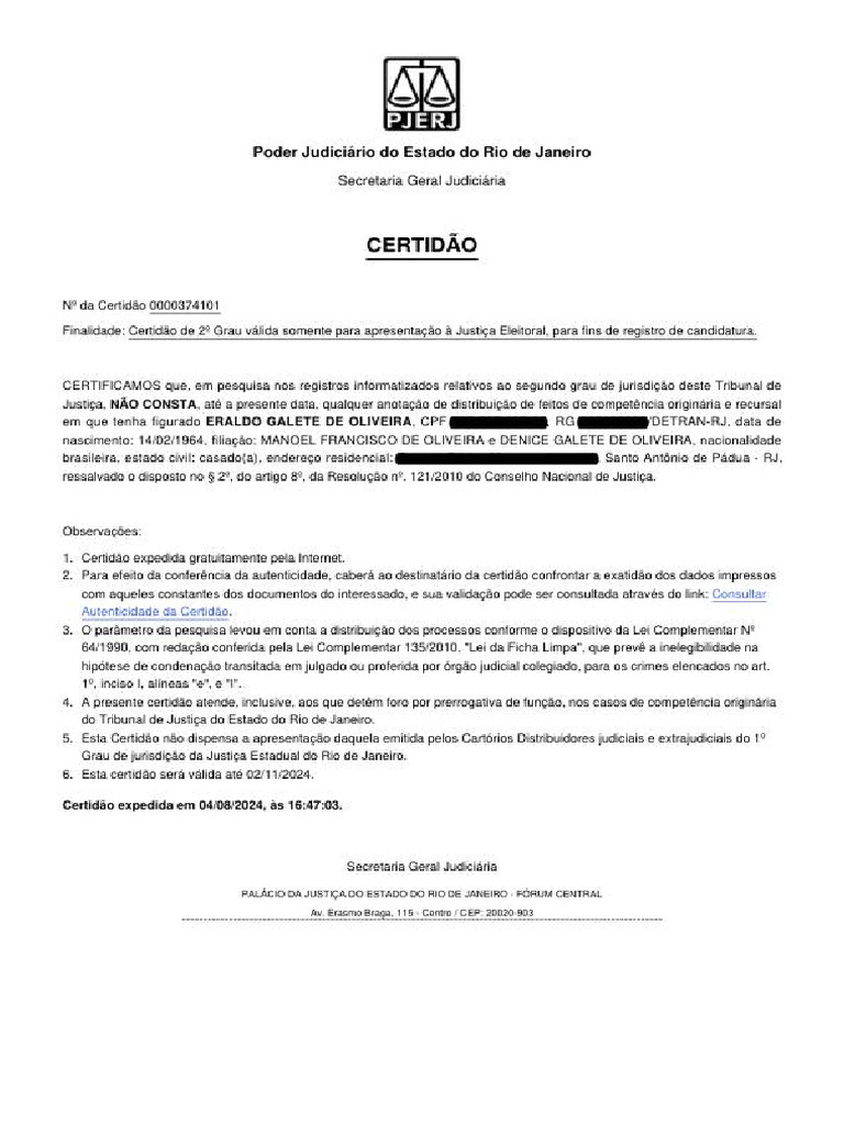 Certido Criminal Estadual 2 Grau | PDF