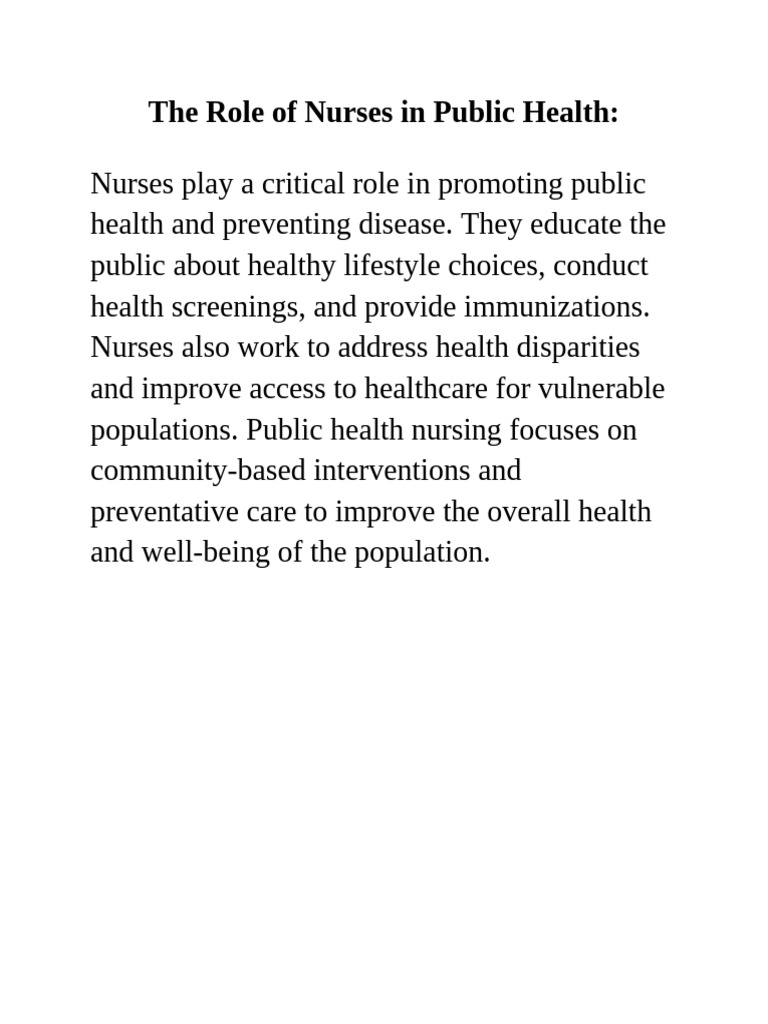 Nurses' Impact on Public Health | PDF
