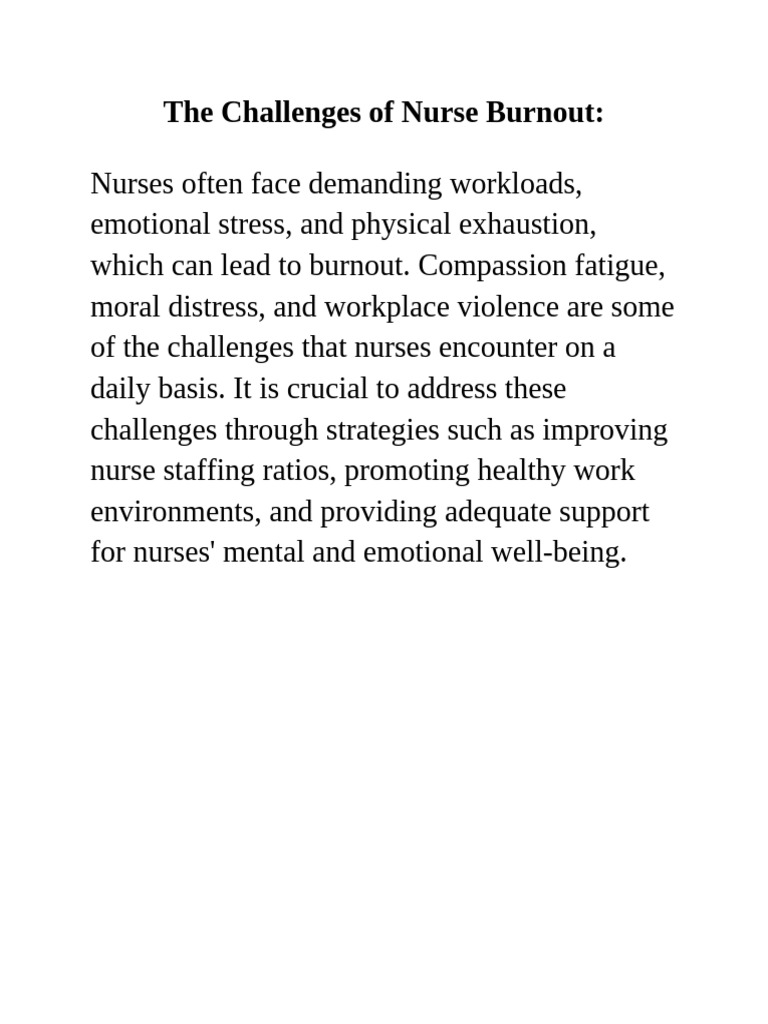 The Challenges of Nurse Burnout | PDF