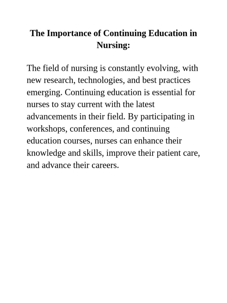 Continuing Education in Nursing Essentials | PDF
