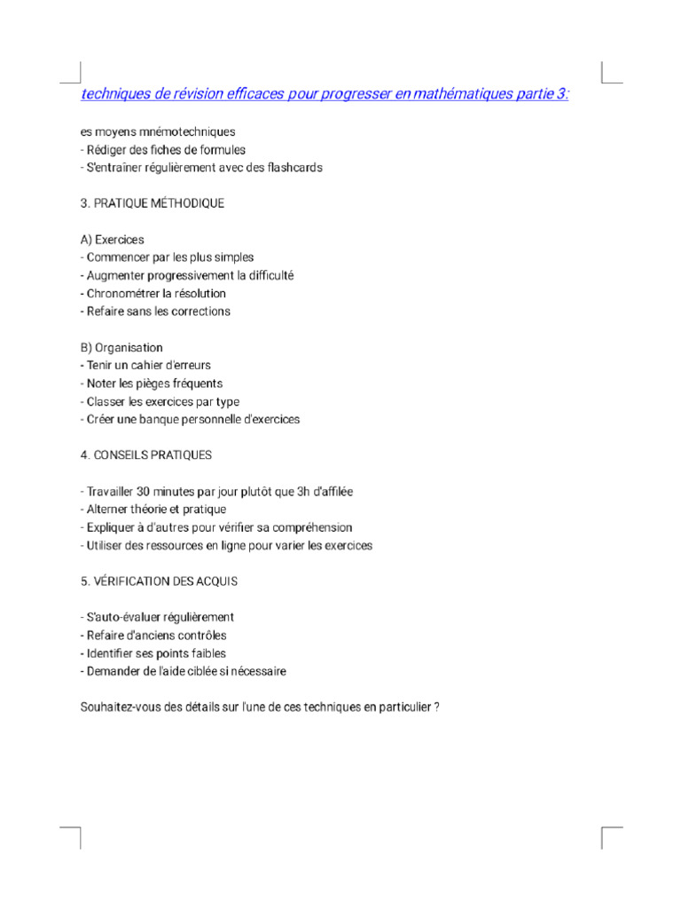 Techniques de Révision Efficaces Pour Progresser en Mathématiques ...