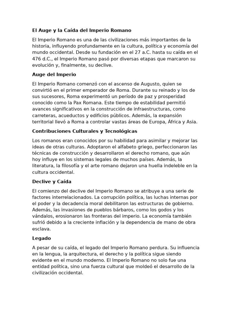 Auge y Caída del Imperio Romano | PDF