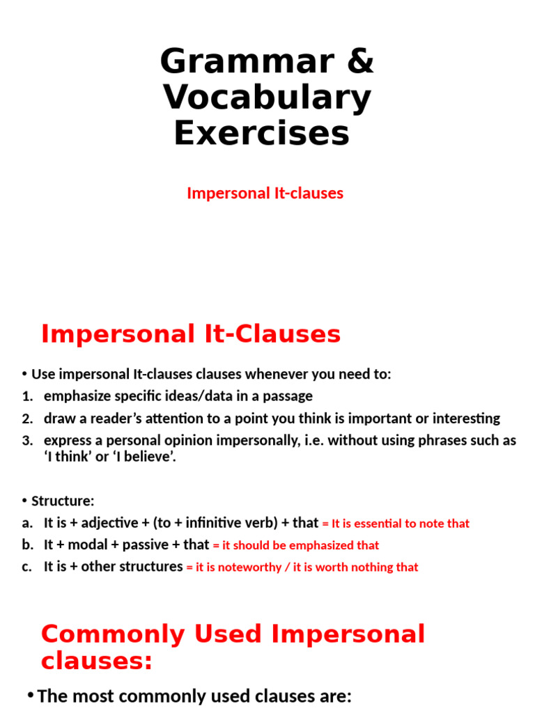Impersonal It Clauses | PDF