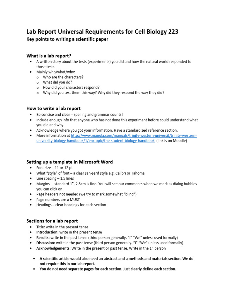 Lab Report Writing Guide for Cell Biology | PDF | Plagiarism | Citation