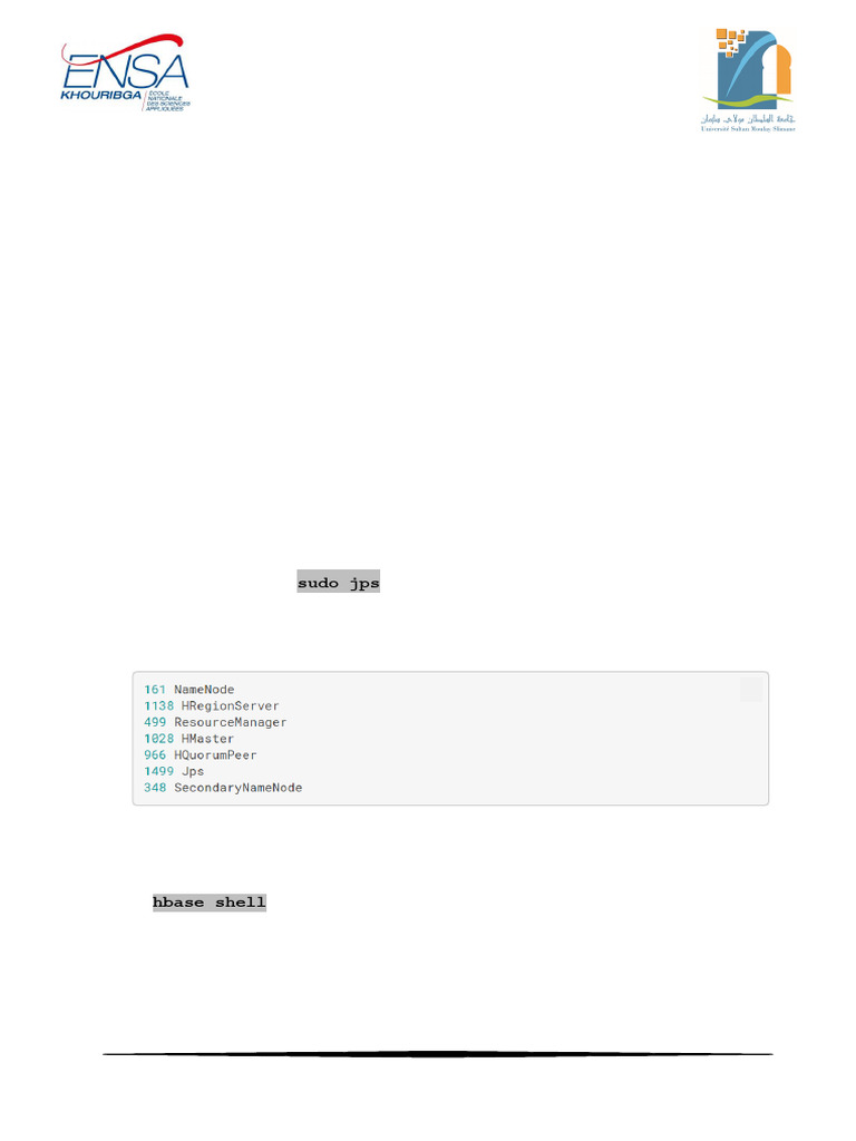TP Hbase Shell à l'ENSA Khouribga | PDF | Bases de données | Informatique