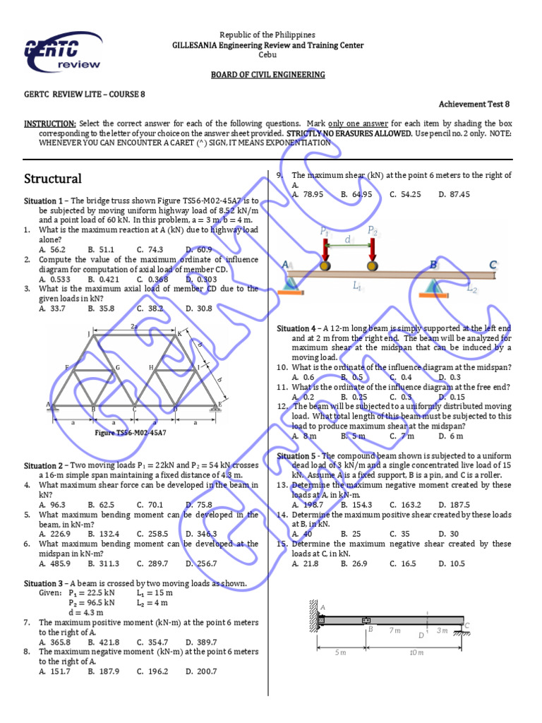 Civil Engineering Exam Prep | PDF | Area | Beam (Structure)