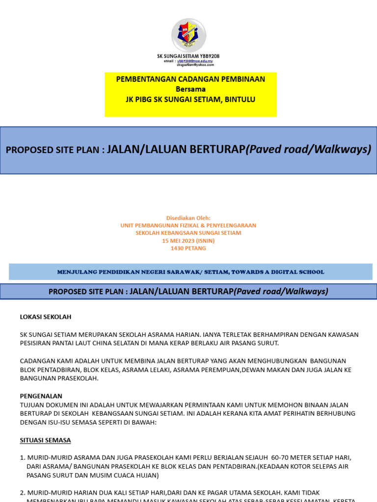 Proposal For Jalan-Laluan Berturap (Paved Road-Walkways) SKSS 2324 | PDF