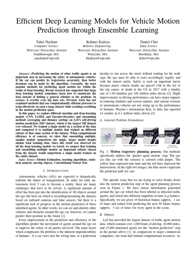 Ensemble Learning for Vehicle Motion Prediction | PDF | Deep Learning ...