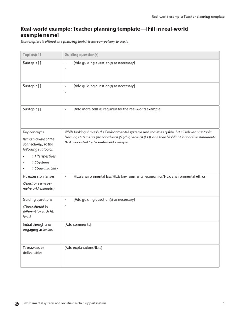 Teacher Planning Template for ESS | PDF | Human Communication | Learning