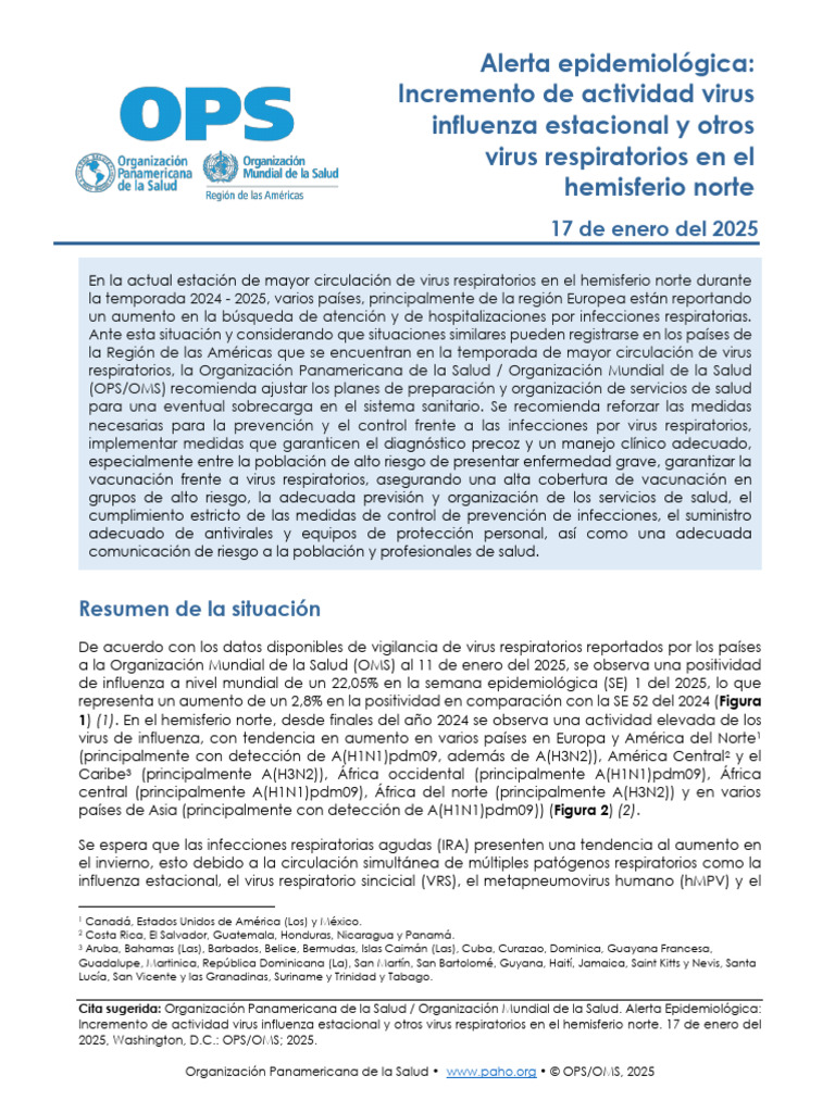 2025 Ene 17 Phe Alerta Influenza Ovr He Noresfinal | PDF | Influenza ...