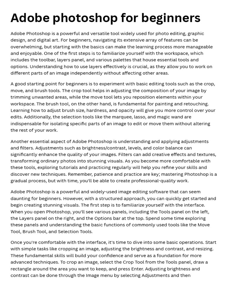 Class Notes in Adobe Photoshop For Beginners - 2 | PDF | Adobe ...