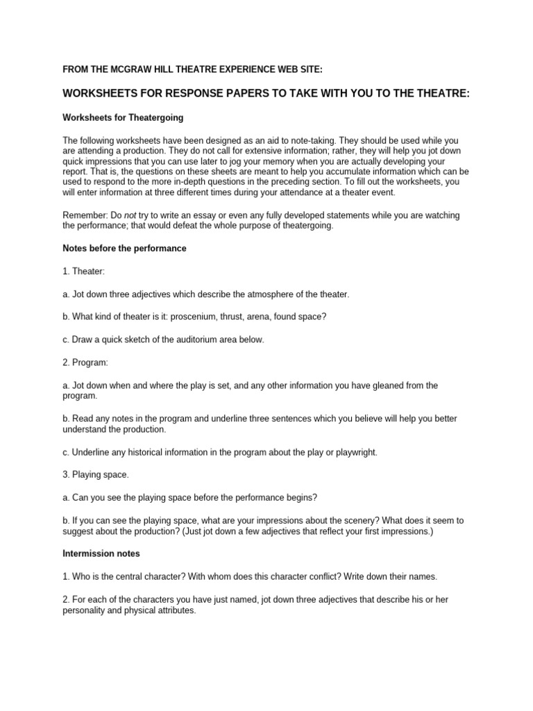 Intro Response Worksheets 2 | PDF | Adjective