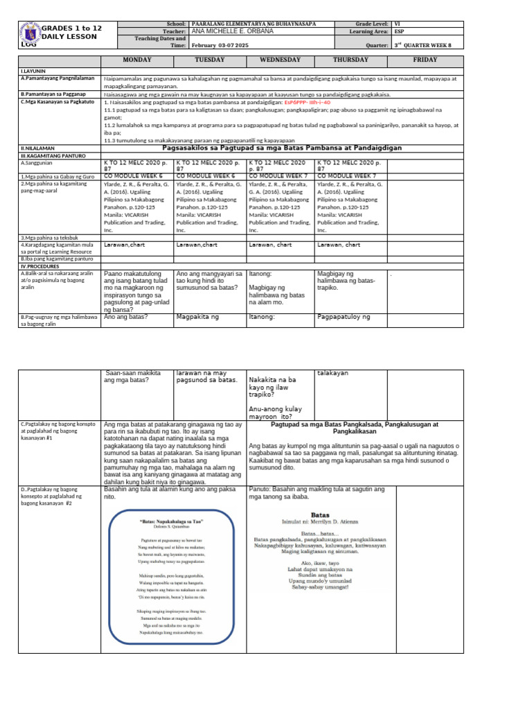 DLL - Esp 6 - Q3 - W7 | PDF