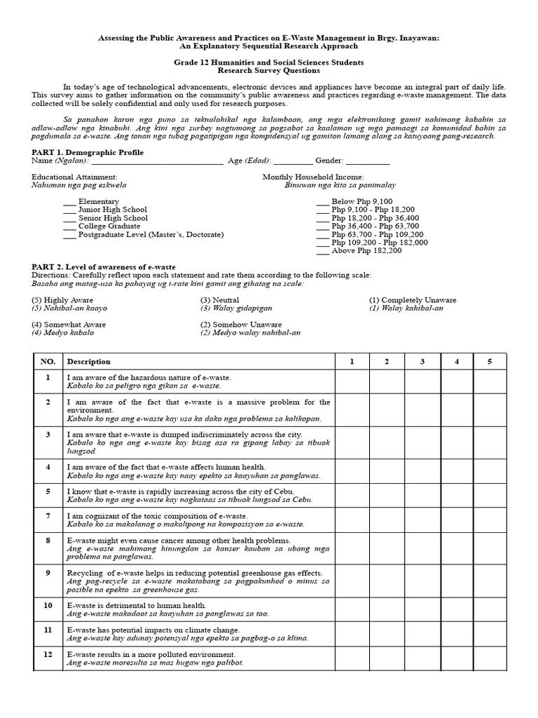 RES QUESTIONNAIRE | PDF