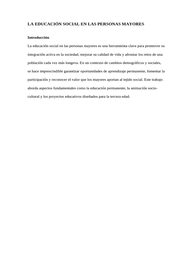 La Educación Social en Las Personas Mayores | PDF | Vejez | Sociedad
