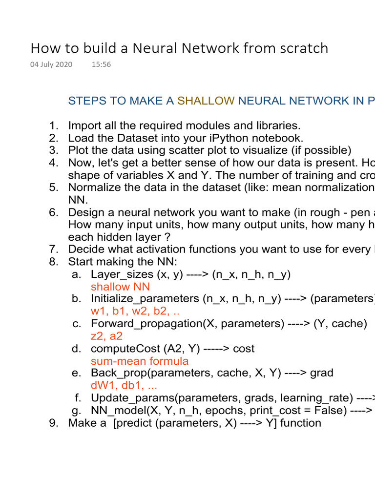 How to build a Neural Network from scratch | PDF | Parameter (Computer ...