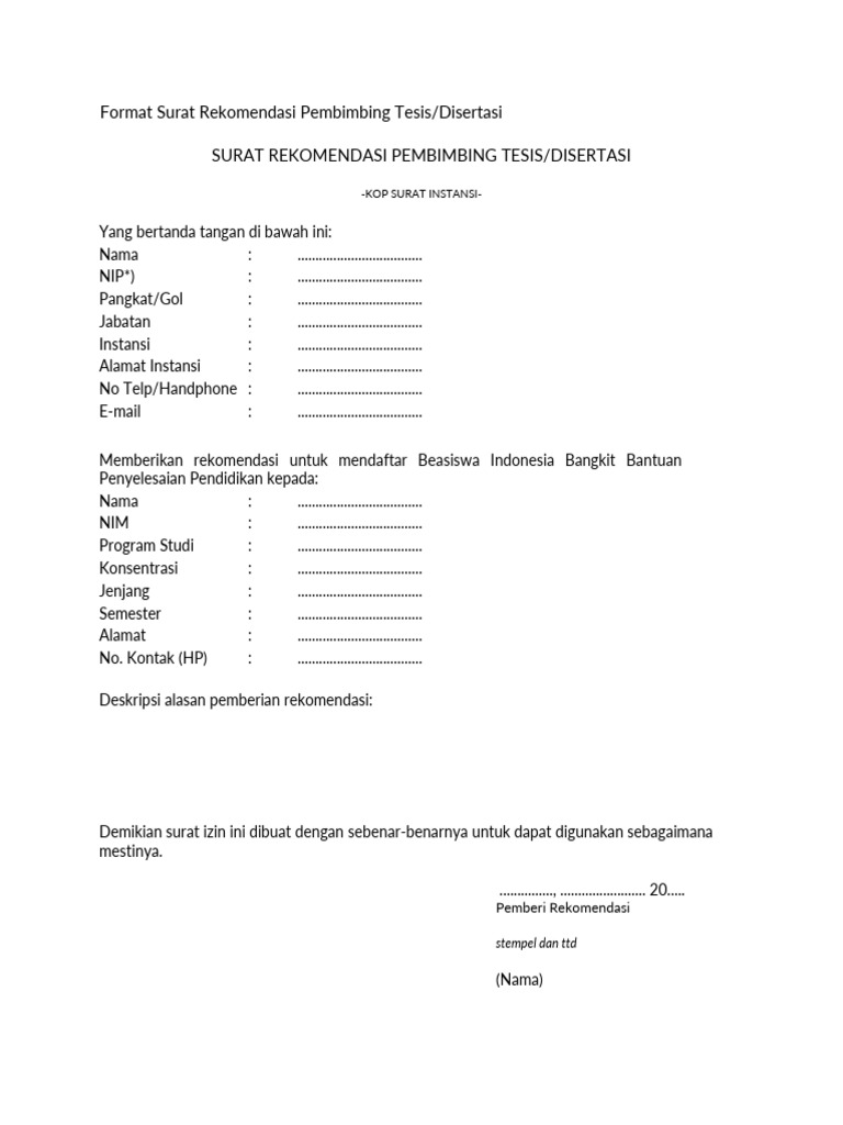 Rekomendasi Beasiswa Indonesia Bangkit | PDF