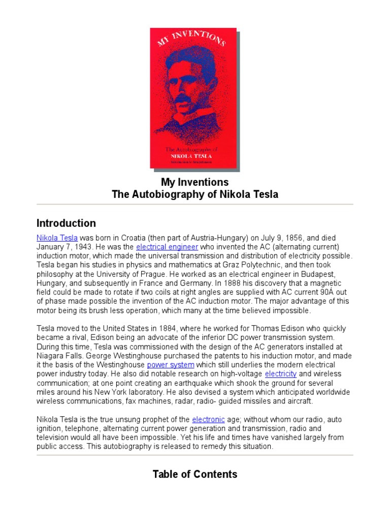 My Inventions - The Autobiography of Nikola Tesla | Nikola Tesla