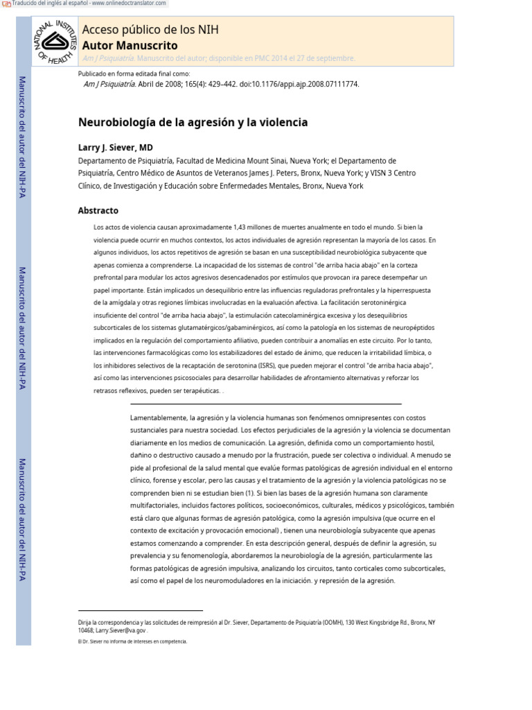 VIOLENCIA Neurobiol - En.es | PDF | Las emociones | Serotonina