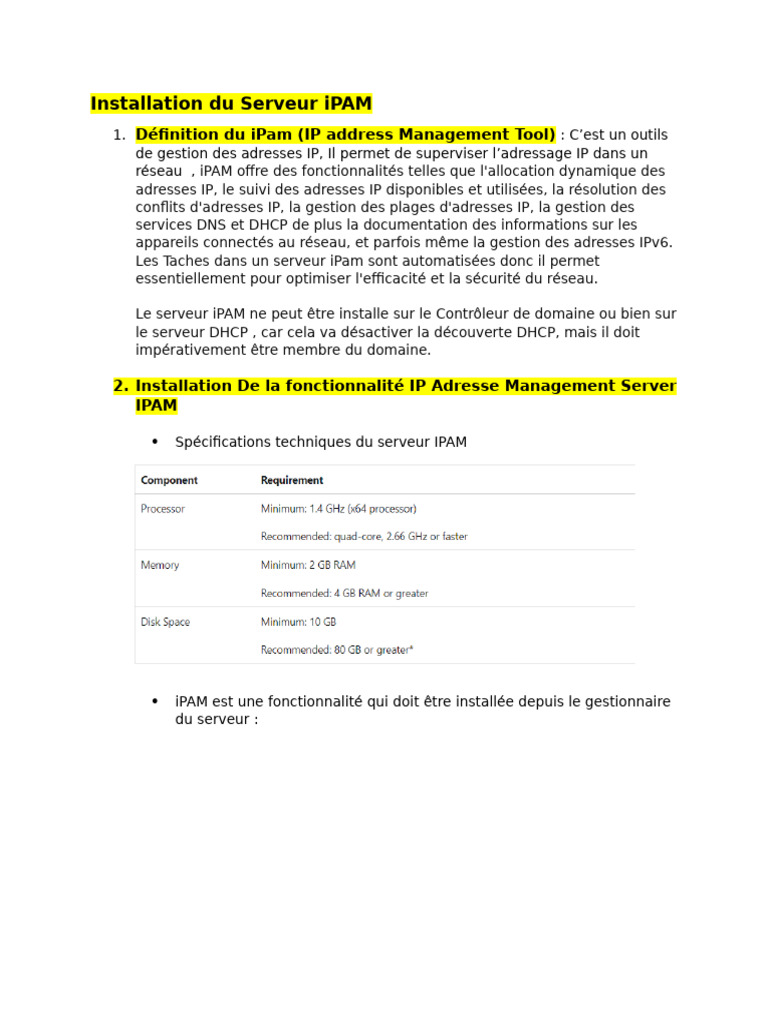 Installation et Configuration du Serveur iPAM | PDF | Adresse IP ...