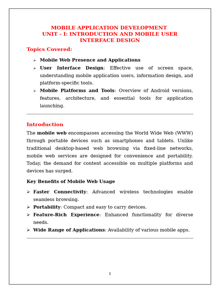 MOBILE APPLICATION DEVELOPMENT-Full Material | PDF | Mobile App | Model ...