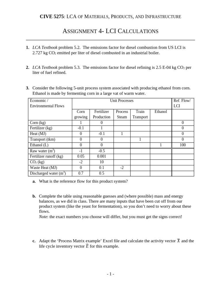 LCA Assignment: LCI Calculations for Ethanol and IKEA Tent | PDF | Life ...