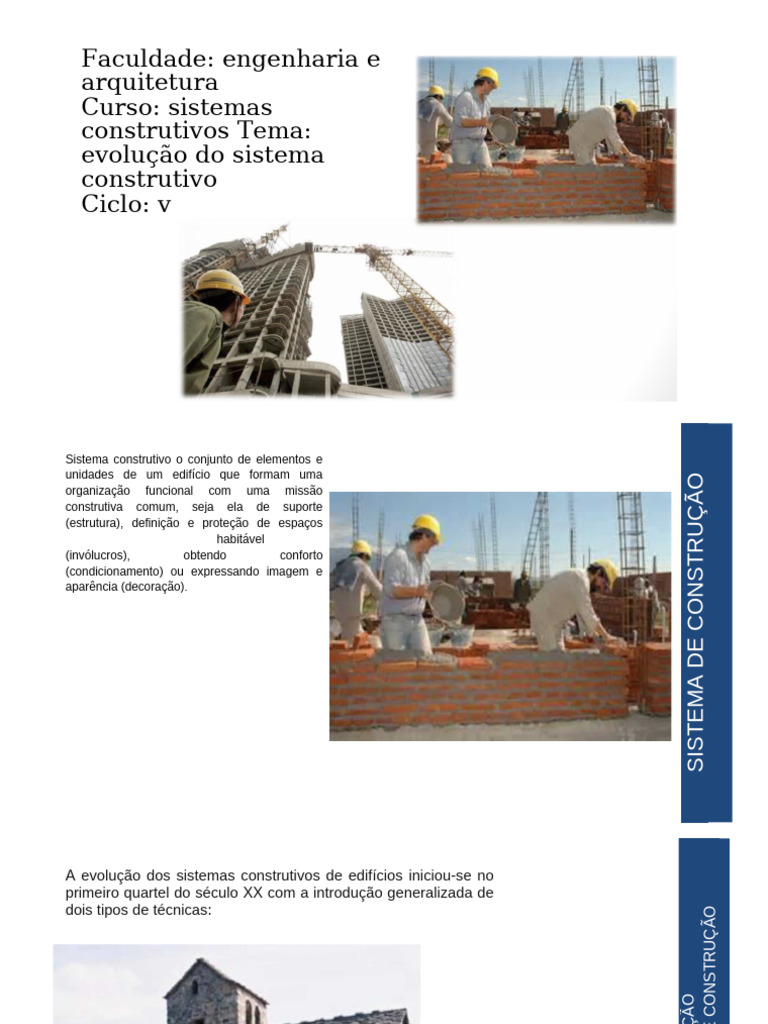Evolução dos Sistemas Construtivos | PDF | Tijolo | Madeira