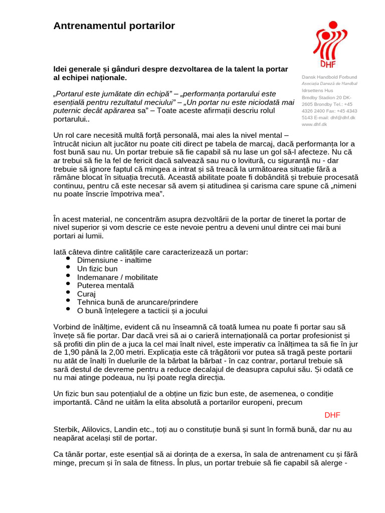 Antrenament Pentru Portari | PDF