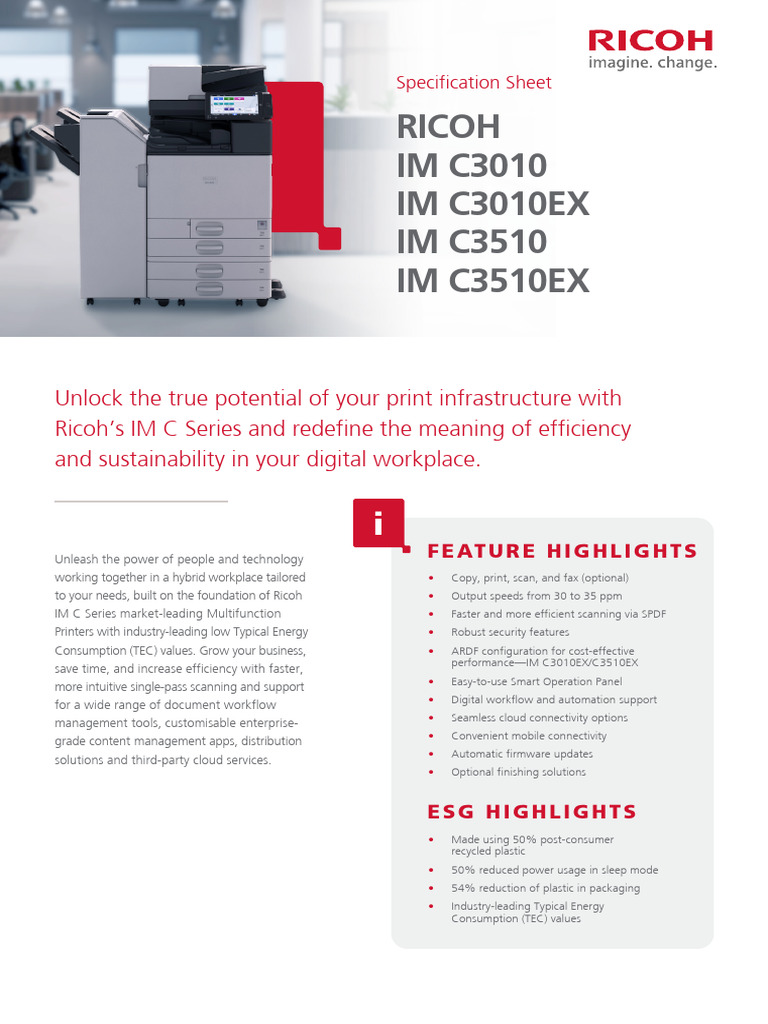 Ricoh IM C3010 Multifunction Printer Guide PDF Computing Office 