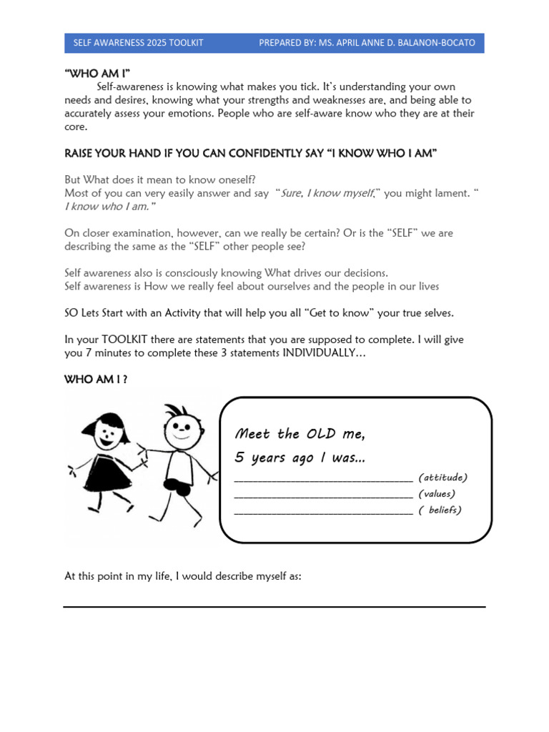 Self Awareness 2025 Toolkit Guide | PDF | Self Awareness | Thought