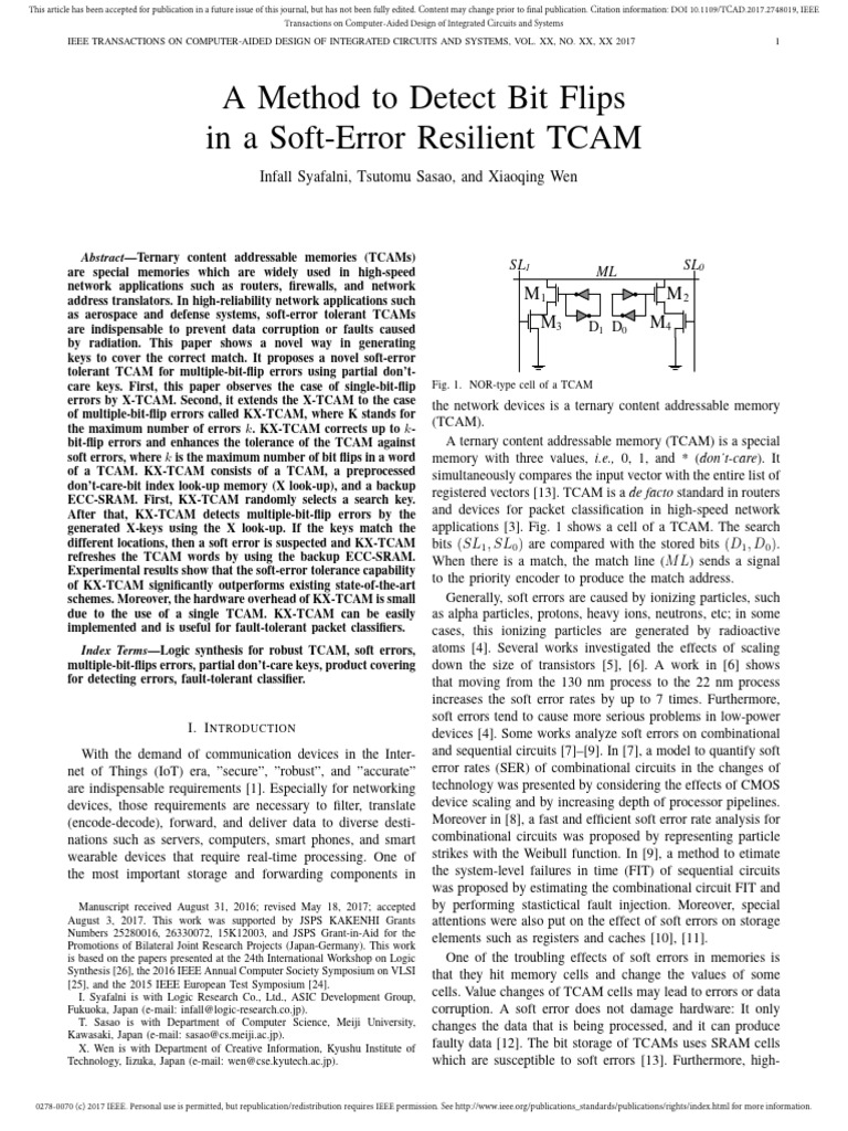 Detecting Bit Flips in TCAMs | PDF | Error Detection And Correction ...