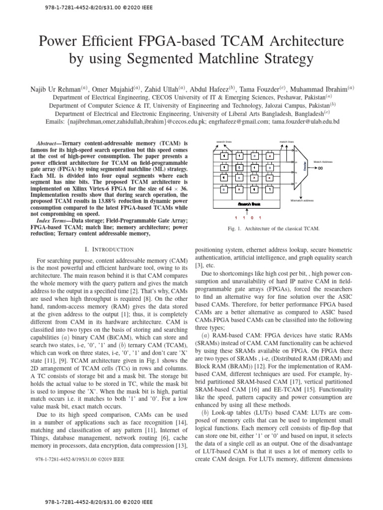 Power-Efficient TCAM FPGA Design | PDF | Field Programmable Gate Array ...