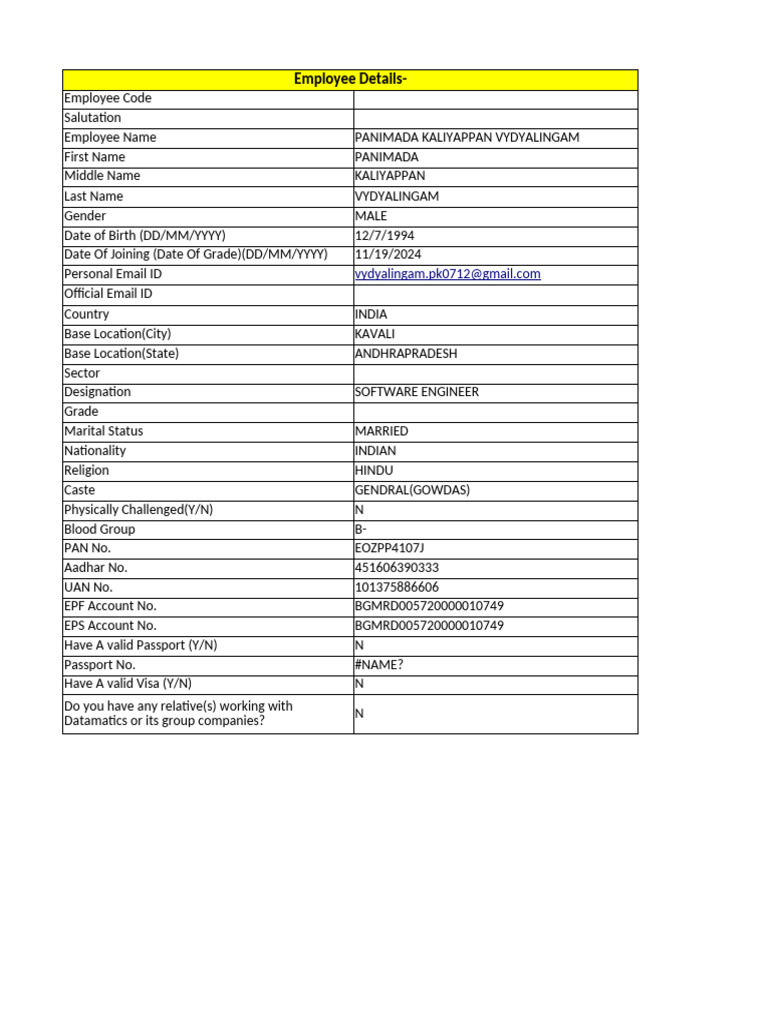 Pulse Entry New Joining - V | PDF