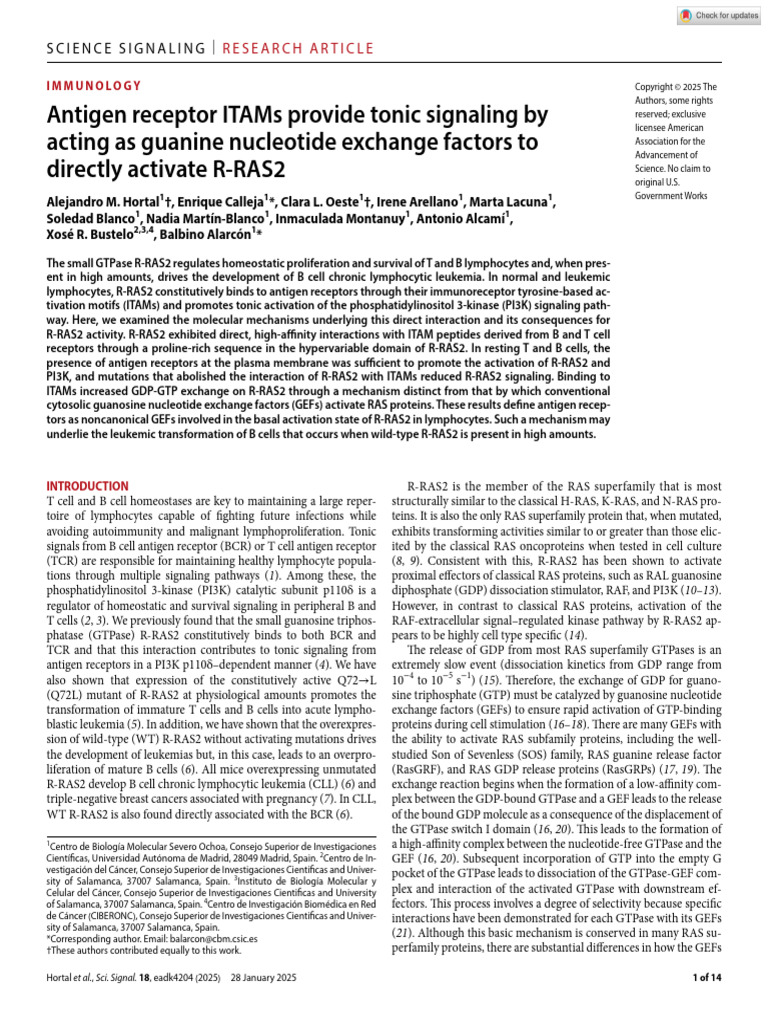 Antigen Receptor ITAMs Provide Tonic Signaling by Acting As Guanine ...