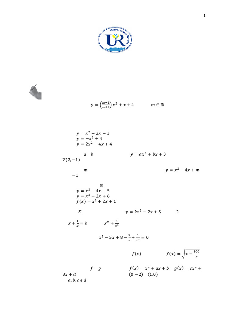 7 Exercicios Func 2 grau 24_013505 | PDF | Função (Matemática ...