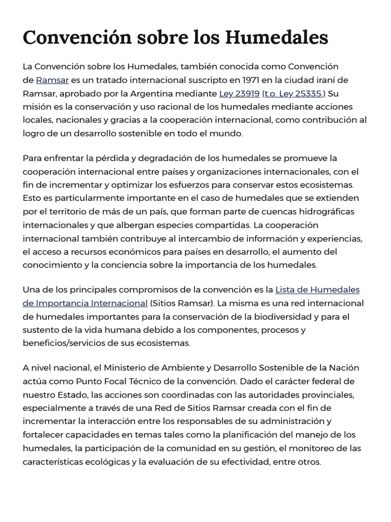 Convención de Ramsar Sobre Los Humedales | PDF | Humedal | Sustentabilidad