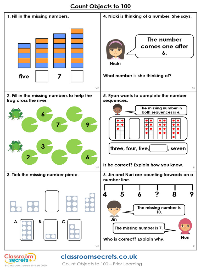 Counting to 100: Number Sequences Guide | PDF | Learning