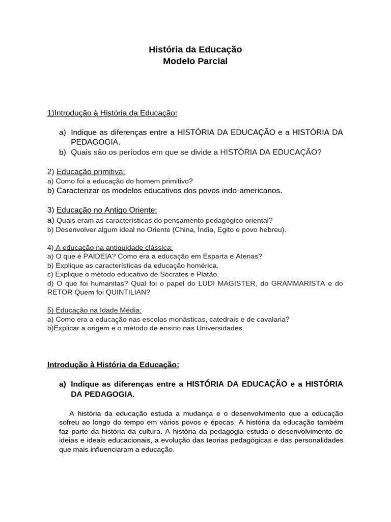 Evolução da Educação ao Longo da História | PDF | Sócrates | Pedagogia