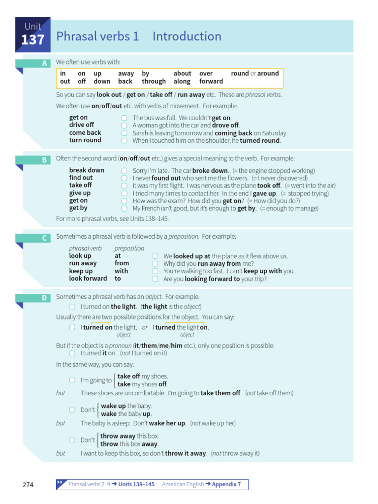 Phrasal Verbs and Prepositions Guide | PDF | Object (Grammar) | Verb