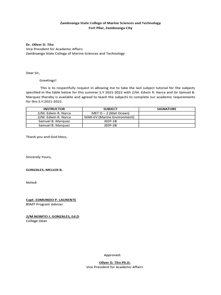 Request for Summer Tutorial Subjects | PDF