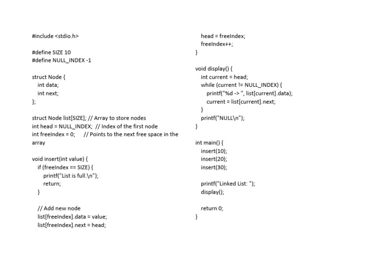 Singly Linked List Array Implementation | PDF
