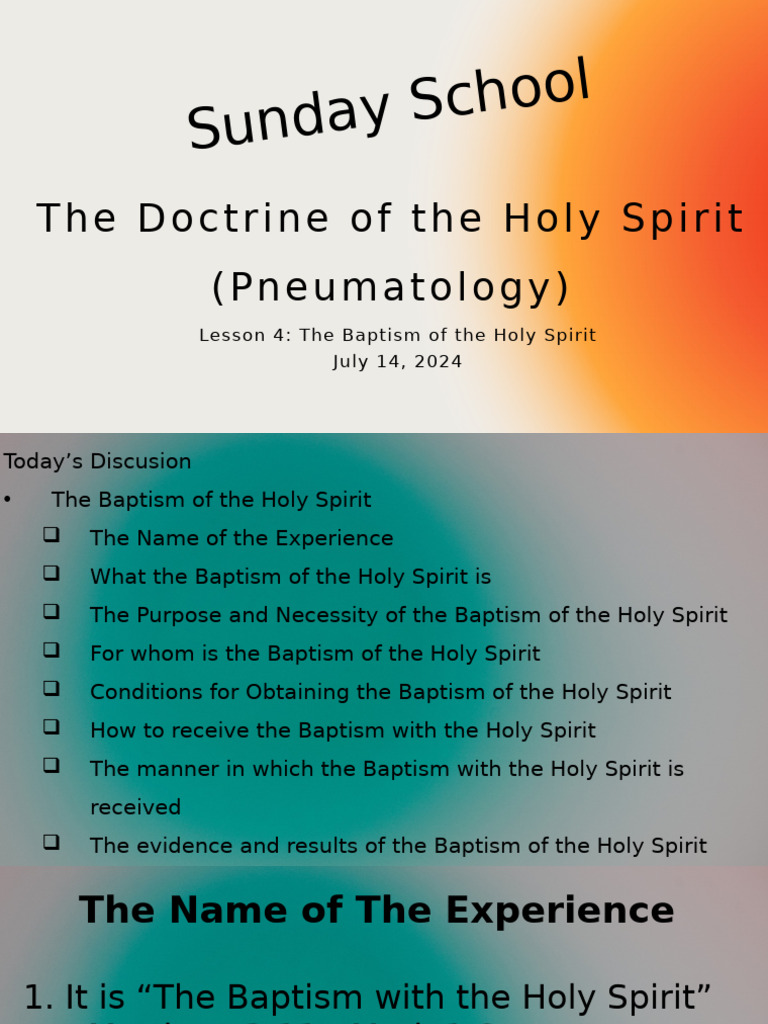 Understanding the Baptism of the Holy Spirit | PDF | Baptism With The ...