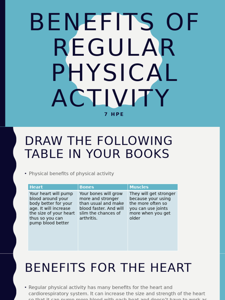 Benefits of Regular Physical Activity | PDF | Heart | Medical Specialties