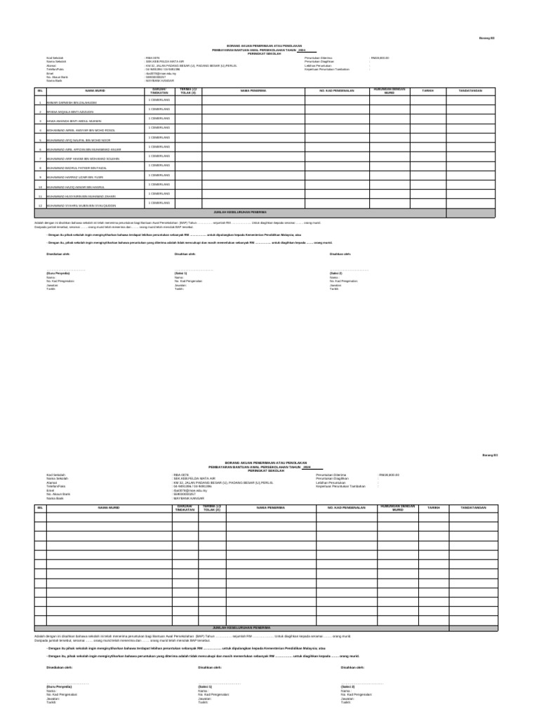 BORANG B3 (Terima BAP) | PDF