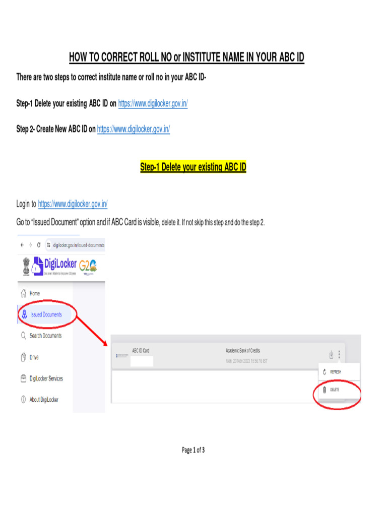 Correcting Your ABC ID in DigiLocker | PDF