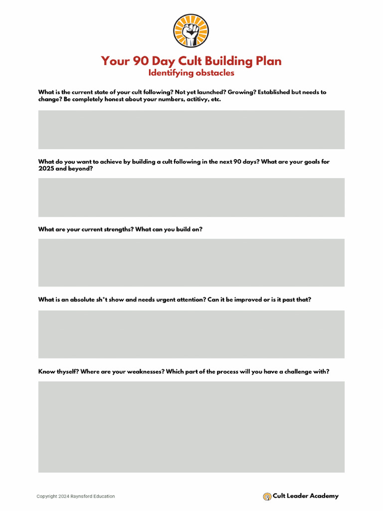 Worksheet_CultBrand_Build+A+CultBrand+90-Day+Plan+ | PDF