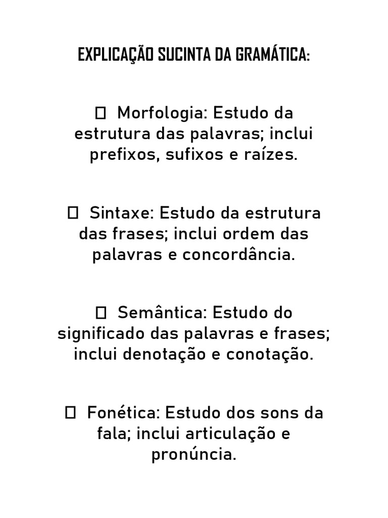Explicação Sucinta Da Gramática PDF | PDF